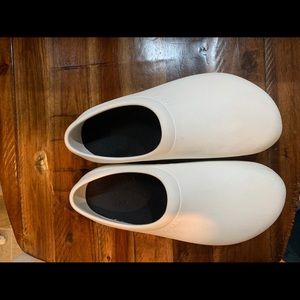 White croc clogs